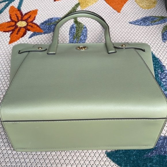 Michael Kors Carmen Large Leather NS Tote Light Sage Multi - Picture 10 of 16